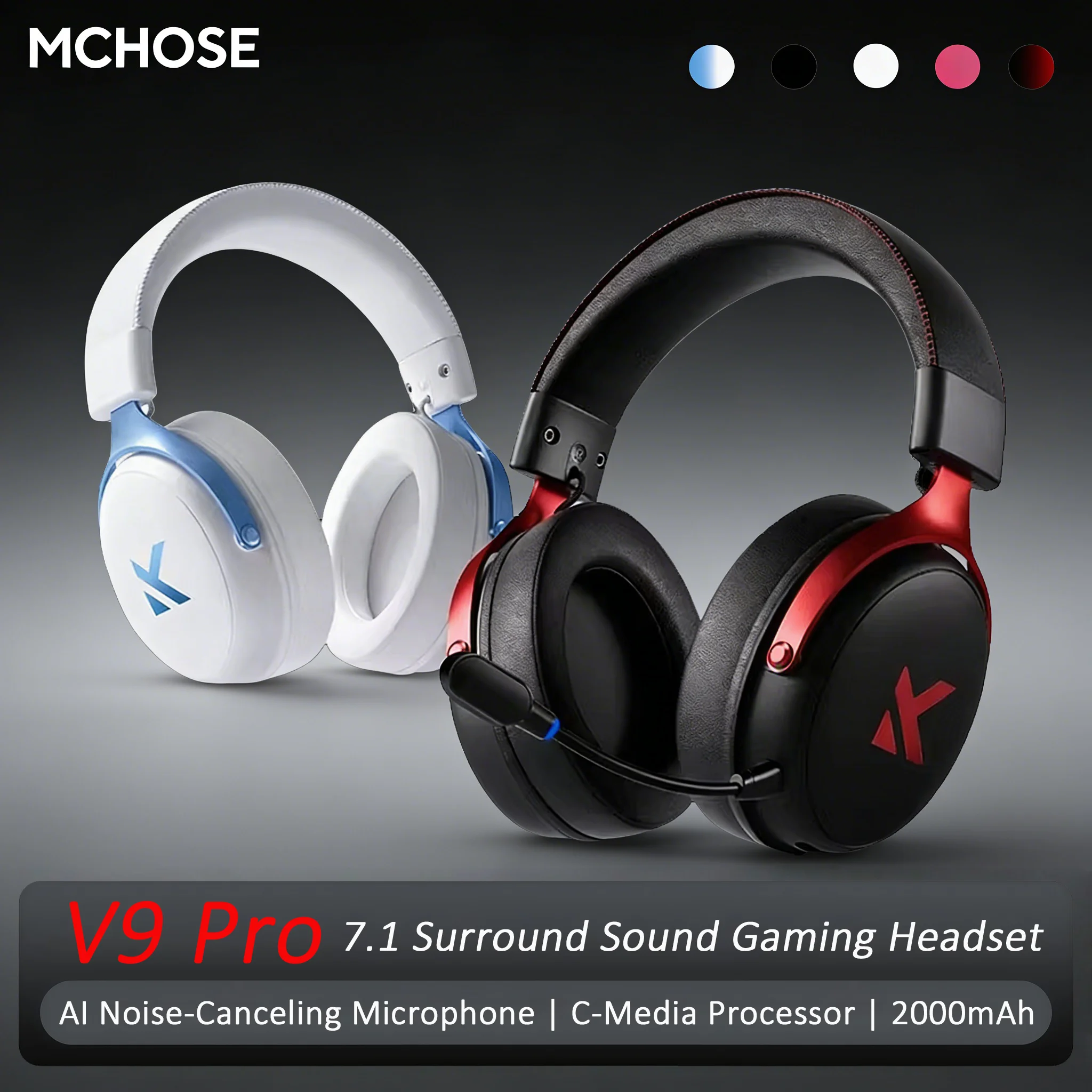 MCHOSE V9 Pro Electronic Sports Headset Three Mode Game USB Wireless 7.1 Channel Surround Sound Portable Headset with Microphone